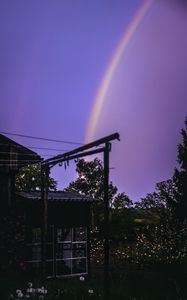 Preview wallpaper rainbow, house, garden, sky