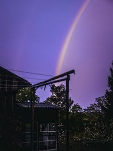 Preview wallpaper rainbow, house, garden, sky