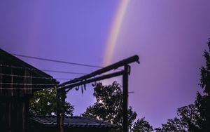 Preview wallpaper rainbow, house, garden, sky