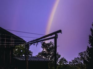 Preview wallpaper rainbow, house, garden, sky