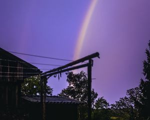 Preview wallpaper rainbow, house, garden, sky