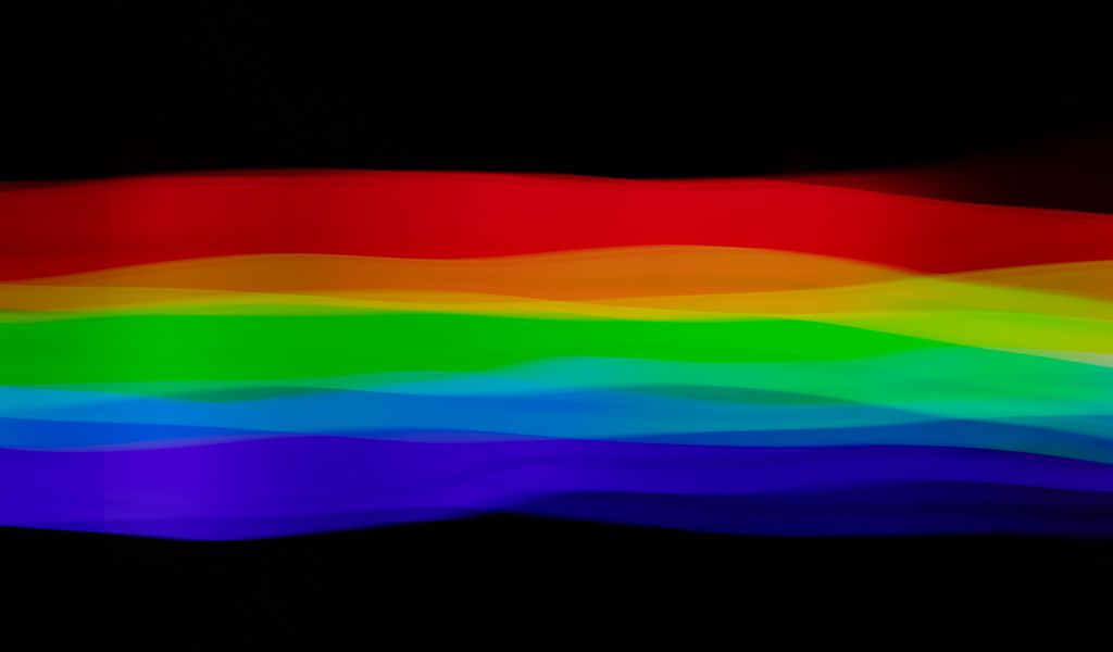 1024x600 Wallpaper rainbow, lines, colorful, black