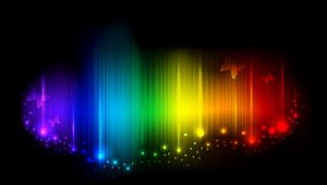 Preview wallpaper rainbow, lines, light, shade, butterflies, mood