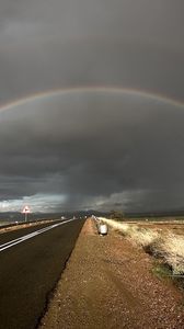 Preview wallpaper rainbow, road, steppe, asphalt