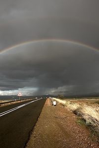 Preview wallpaper rainbow, road, steppe, asphalt