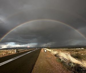 Preview wallpaper rainbow, road, steppe, asphalt
