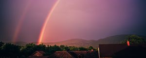 Preview wallpaper rainbow, sky, buildings, dusk