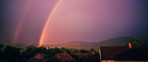 Preview wallpaper rainbow, sky, buildings, dusk