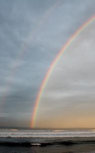 Preview wallpaper rainbow, sky, clouds, sea, shore, nature