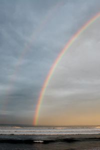 Preview wallpaper rainbow, sky, clouds, sea, shore, nature