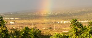 Preview wallpaper rainbow, trees, nature, landscape, field