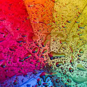 Preview wallpaper rainbow, umbrella, drops, reflection