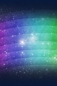 Preview wallpaper rainbow, wavy, background, lines, dots, glitter