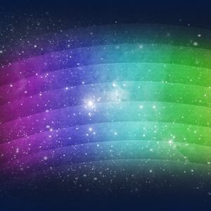 Preview wallpaper rainbow, wavy, background, lines, dots, glitter