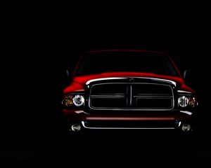 Preview wallpaper ram grille, car, front view, dark