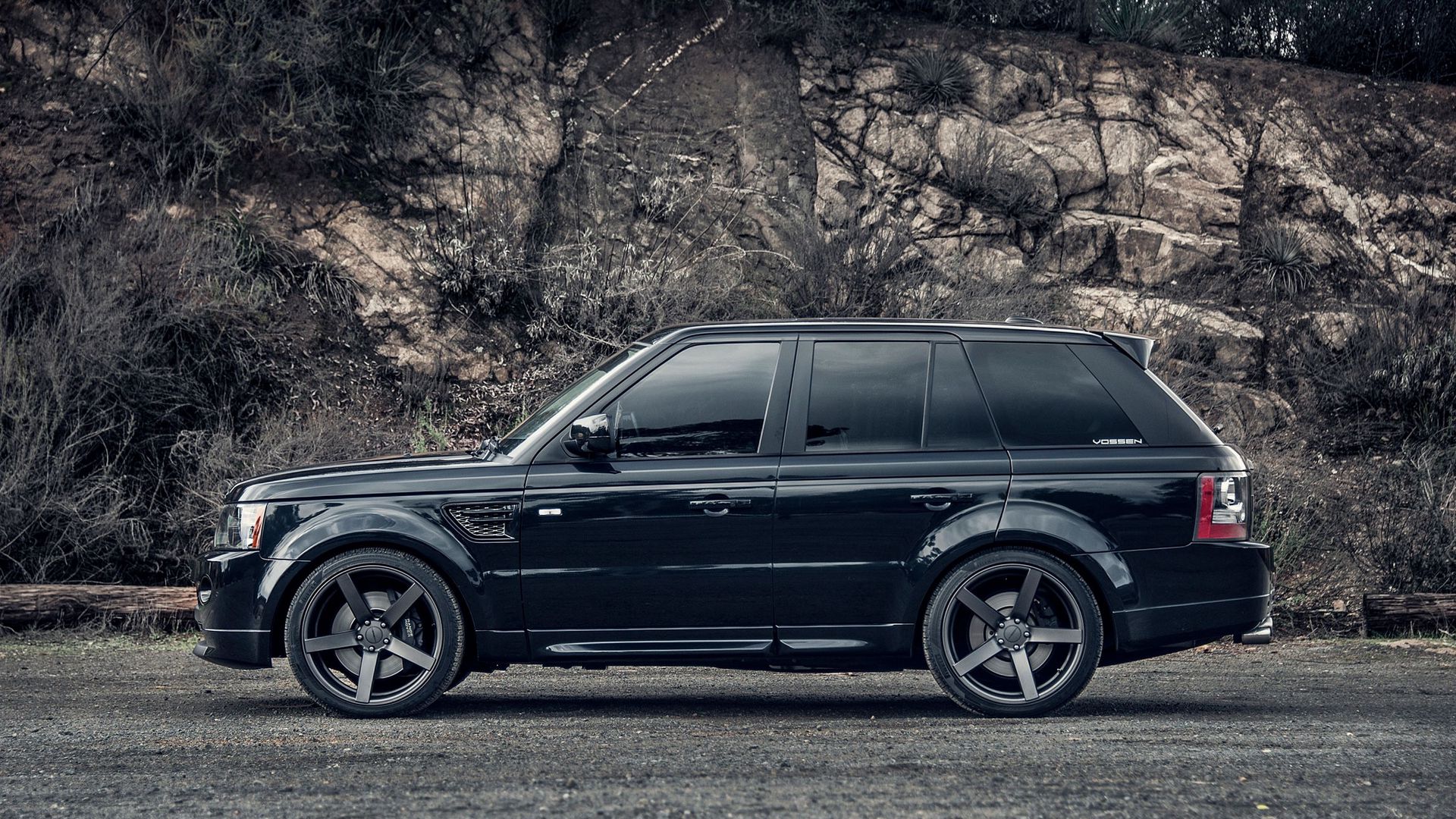 Download wallpaper 1920x1080 range rover, black, side view full hd, hdtv,  fhd, 1080p hd background