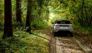 Preview wallpaper range rover evoque, range rover, car, silver, back view, road