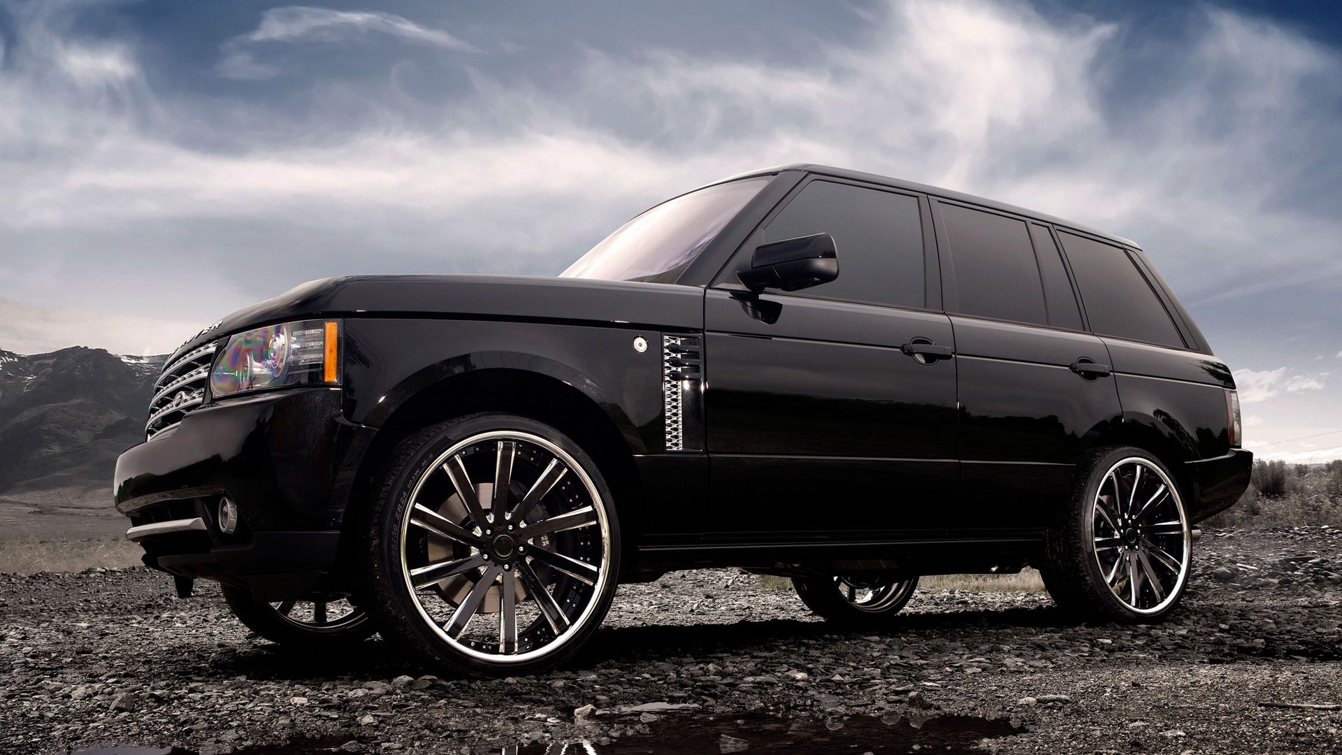 Download wallpaper 1920x1080 range rover, land rover, auto, wheels, tuning,  clouds full hd, hdtv, fhd, 1080p hd background