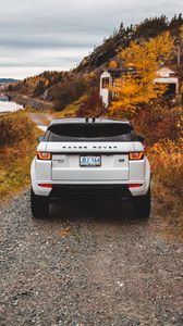 Preview wallpaper range rover, land rover, suv, autumn, rear view