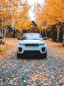 Preview wallpaper range rover, land rover, suv, autumn, front view