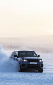 Preview wallpaper range rover sport, range rover, car, blue, snow, winter