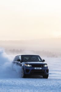 Preview wallpaper range rover sport, range rover, car, blue, snow, winter