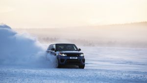 Preview wallpaper range rover sport, range rover, car, blue, snow, winter