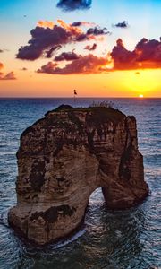 Preview wallpaper raouche rocks, beirut, lebanon, sea, sunset