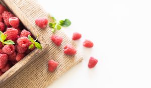 Preview wallpaper raspberries, berries, leaves, mint