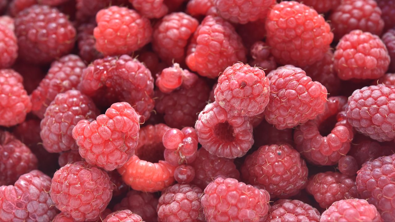 Wallpaper raspberries, berries, macro, background, red