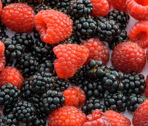 Preview wallpaper raspberries, blackberries, juicy, ripe, berries