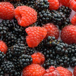 Preview wallpaper raspberries, blackberries, juicy, ripe, berries