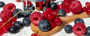 Preview wallpaper raspberries, blueberries, currants, berries