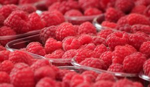 Preview wallpaper raspberry, berry, ripe, bowl