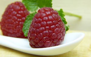 Preview wallpaper raspberry, berry, ripe, juicy, close-up