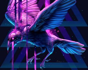 Preview wallpaper raven, bird, art, triangle, paint, fantastic