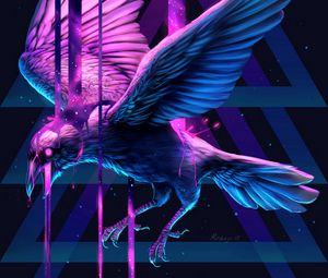 Preview wallpaper raven, bird, art, triangle, paint, fantastic