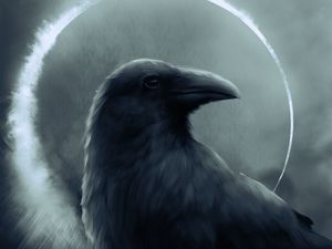 Preview wallpaper raven, bird, art, dark, circle