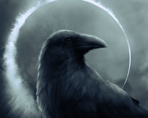 Preview wallpaper raven, bird, art, dark, circle