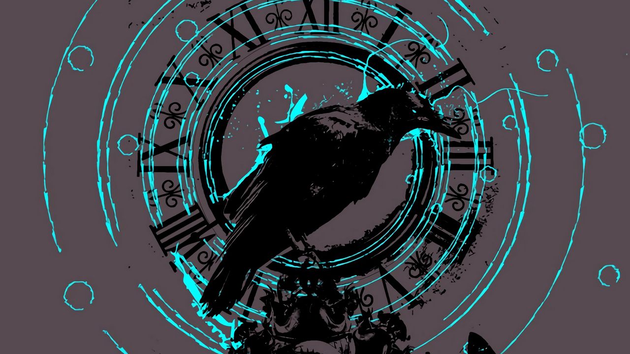 Wallpaper raven, bird, dial, illusion, art