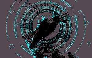 Preview wallpaper raven, bird, dial, illusion, art
