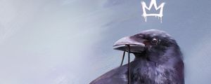 Preview wallpaper raven, bird, king, crown, light bulb, art