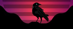 Preview wallpaper raven, bird, sun, vector, art