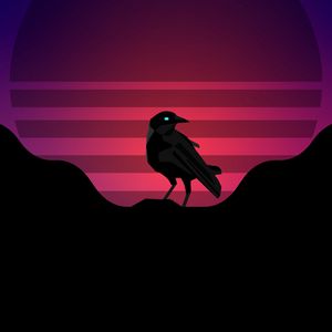 Preview wallpaper raven, bird, sun, vector, art