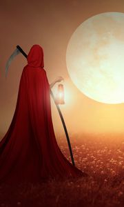 Preview wallpaper reaper, field, braid, cape, sunset