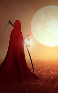 Preview wallpaper reaper, field, braid, cape, sunset