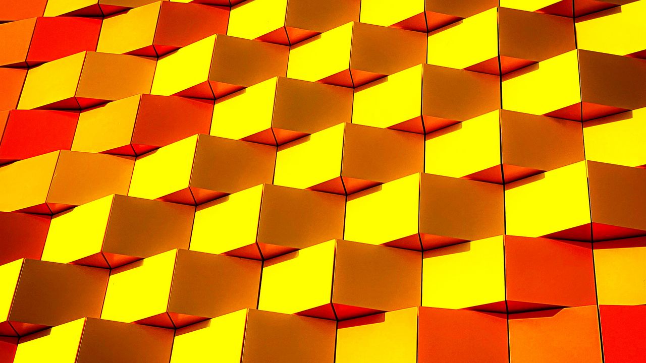Wallpaper rectangles, rhombuses, shapes, volume, texture, yellow