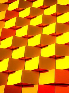 Preview wallpaper rectangles, rhombuses, shapes, volume, texture, yellow
