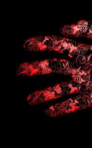 Preview wallpaper red, black, hand, flowers