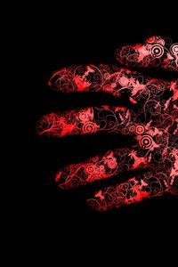 Preview wallpaper red, black, hand, flowers